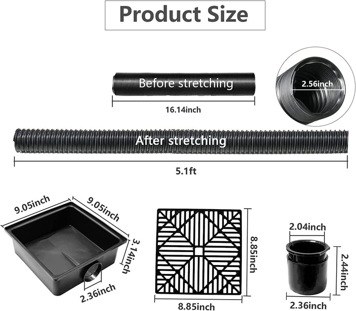 Regenrohrklappe Fallrohr Verlängerungsset, 12×12 Zoll flaches Fallrohr des Auffangbeckens mit Plasti