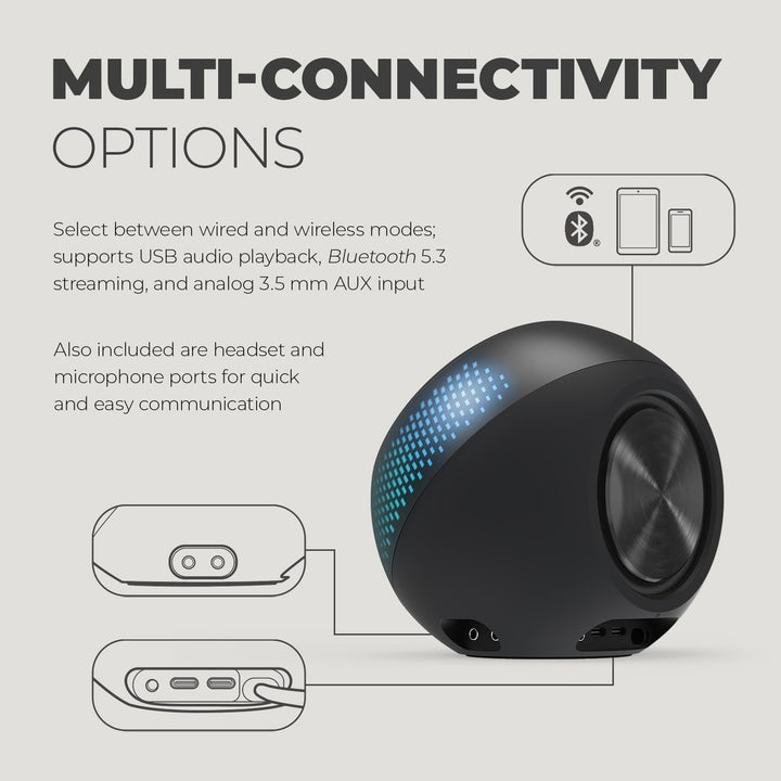CREATIVE Pebble X 2.0 Lautsprecher, Bluetooth 5.3, USB-C, schwarz RGB-Beleuchtung