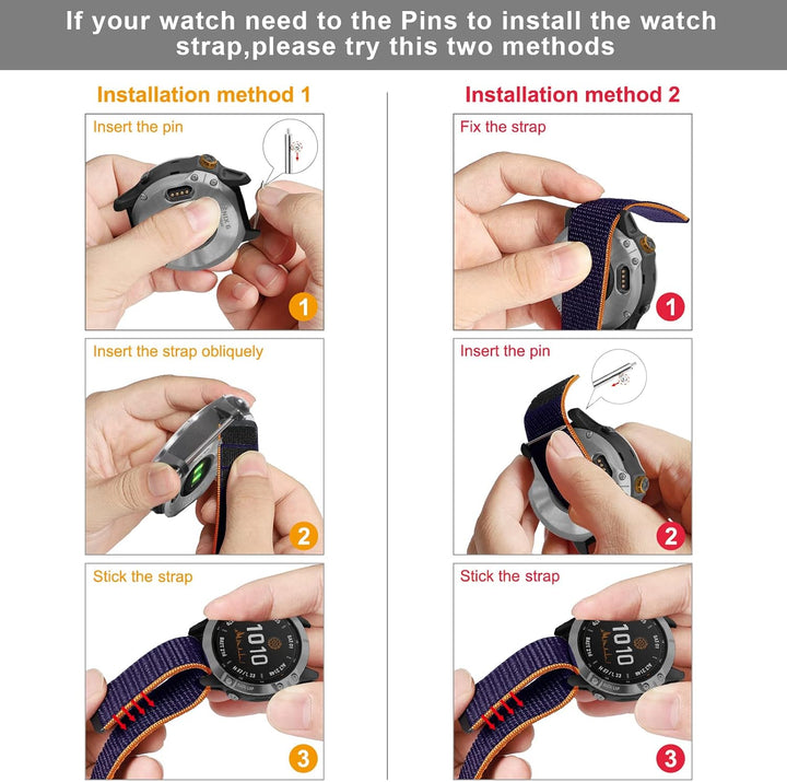 TOPsic 22mm Armband Kompatibel mit Fenix 5/Fenix 6, Klettverschluss Nylon Ersatzarmband Ultraleicht