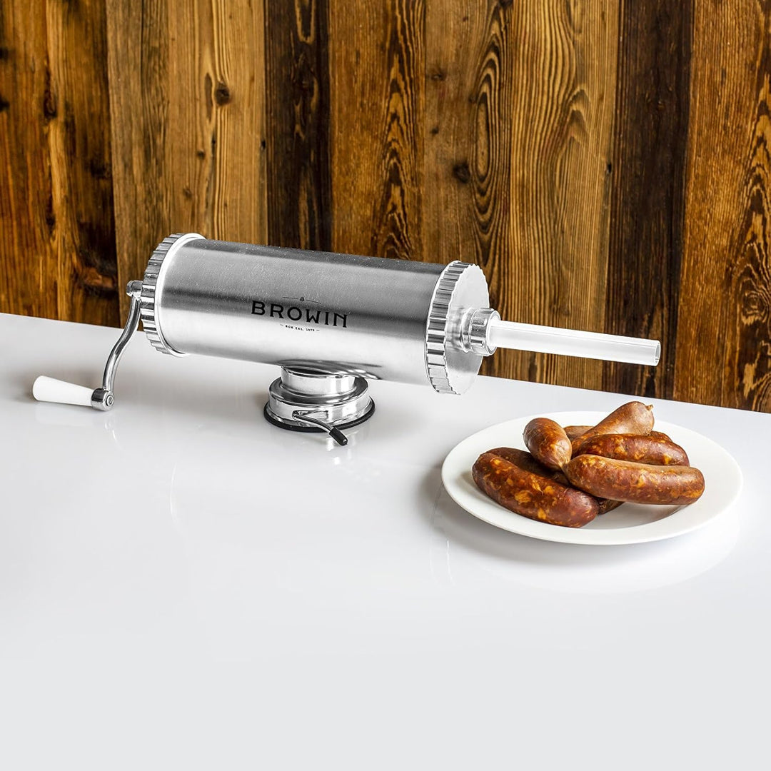 BROWIN® Manuell Wurstfüller aus Edelstahl 311020 | 2,5 kg horizontale Wurstmaschine | Wurstfüllmasch