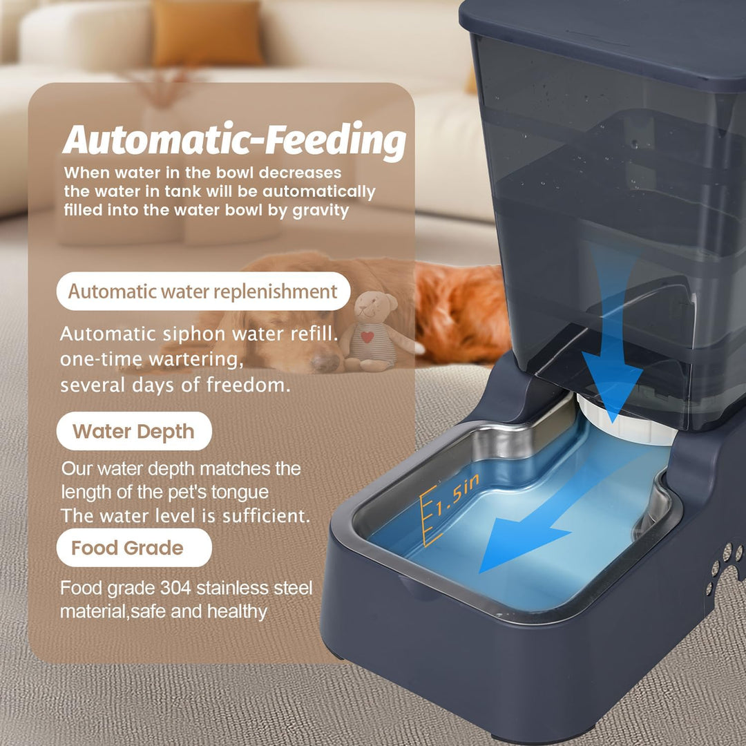 Automatischer Wasserspender für Hunde und Katzen, Schwerkraft-Wasserspender mit 304 Edelstahlnapf, A