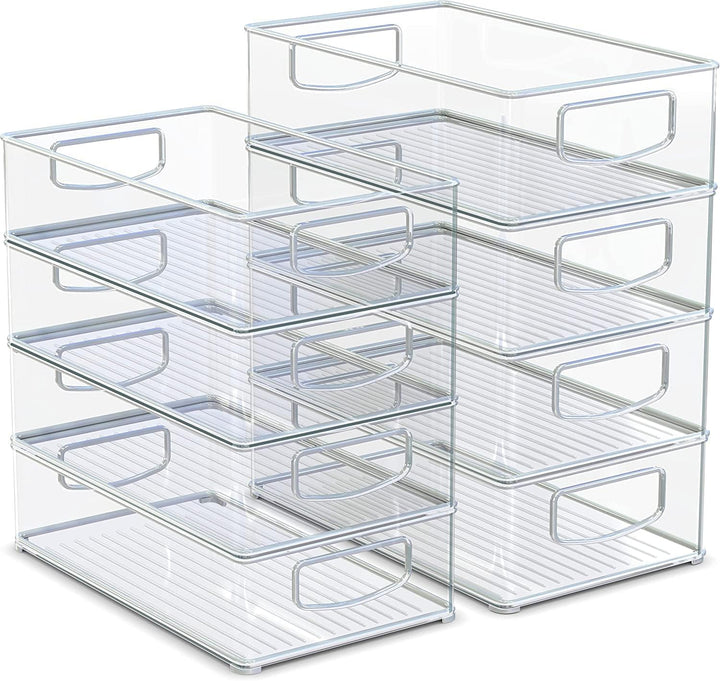 Set mit 8 spülmaschinenfesten, stapelbaren Kühlschrank-Organizern – transparente Kühlschrank-Aufbewa
