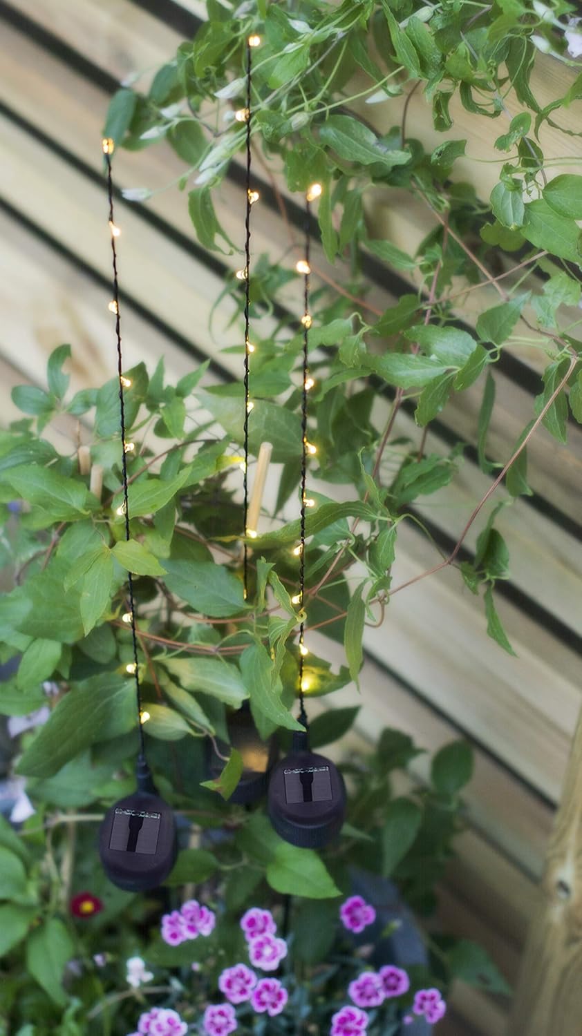 Solarstäbe 3er Set Model Flexy, schwarz, 10 warm weisse LED´s pro Stab, ca. 80 cm hoch