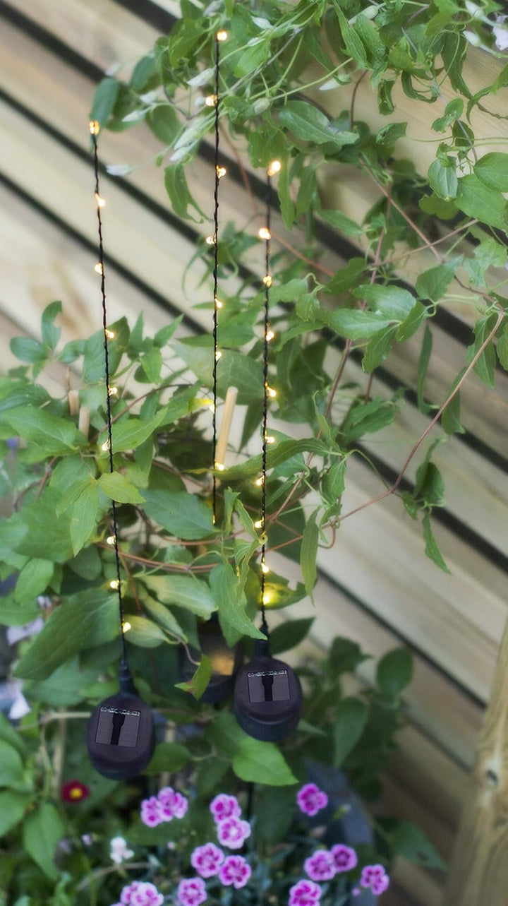 Solarstäbe 3er Set Model Flexy, schwarz, 10 warm weisse LED´s pro Stab, ca. 80 cm hoch