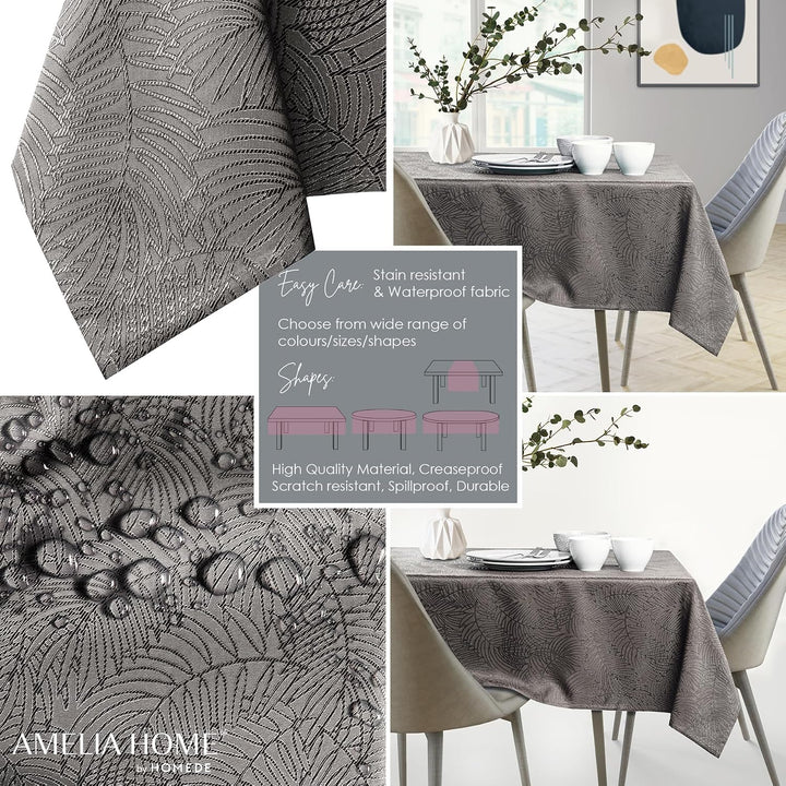 AmeliaHome Tischdecke rund 130x130 cm Tischtuch Tafeldecke Fleckschutz Lotuseffekt Abwaschbar Wasser