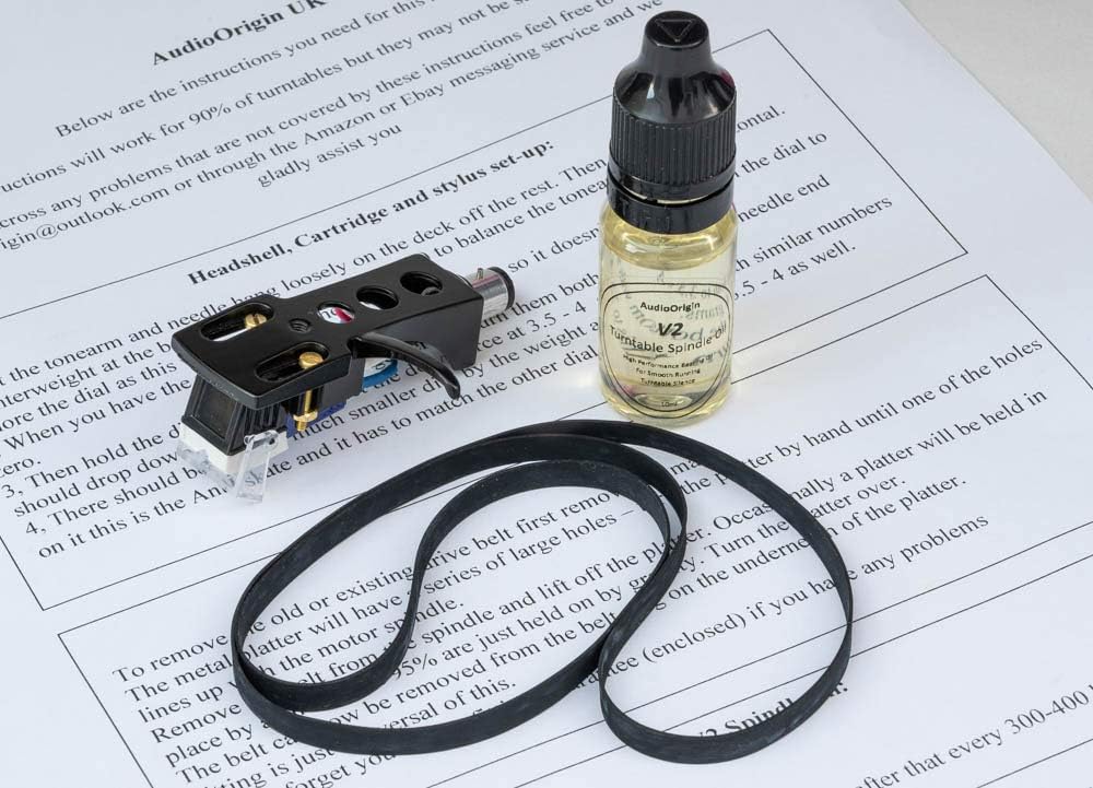 Schwarzes Headshell, Tonabnehmer, Stylus, Antriebsriemen, Schmiermittel-Auffrischungspaket für Techn