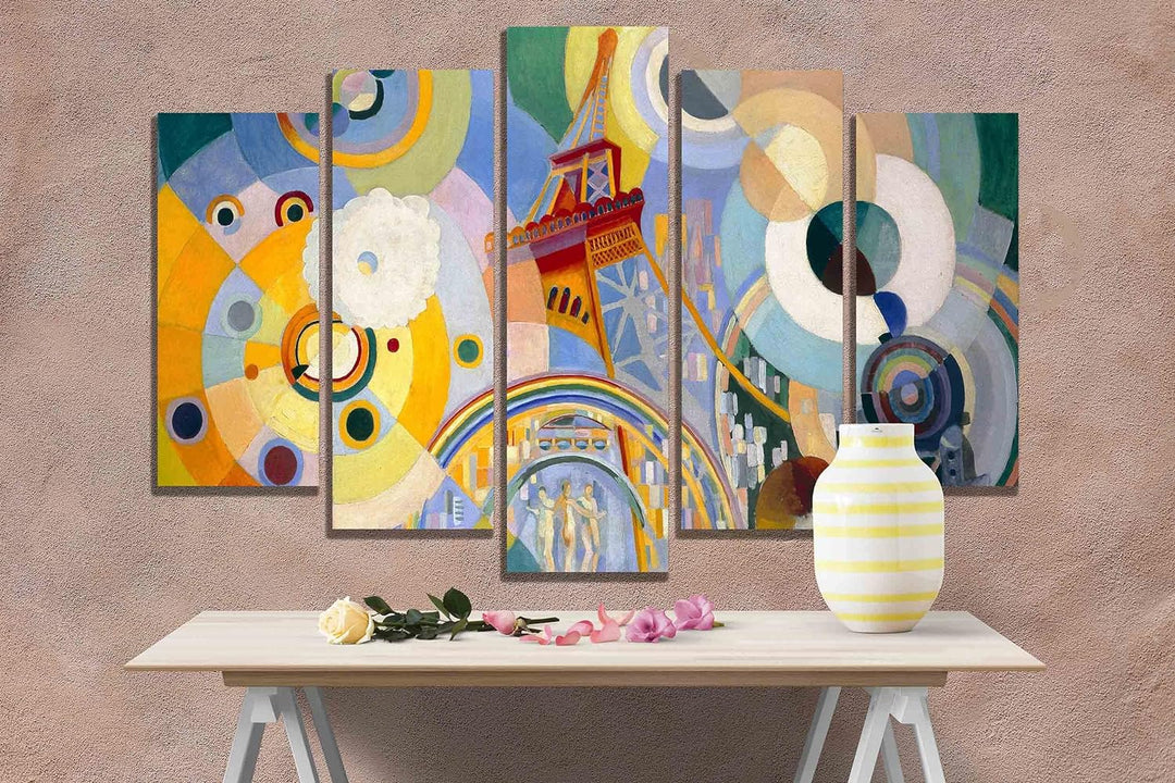 Robert Delaunay Kunstdruck auf Leinwand, Luft, Eisen und Wasser, 5-teilig, 112 x 61 cm 112cm x 61cm