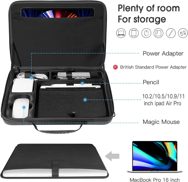 Smatree 15,6 Zoll Aktentasche Umhängetasche, Laptop-Hartschalen Tasche Kompatibel mit 2023 2019 16,2