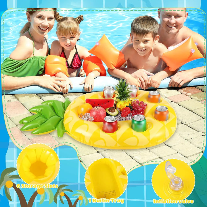 Ananas Poolbar, Aufblasbarer Getränkehalter Schwimmender, 2in1-Getränke und Snackhalter Poolbar 7 Lö