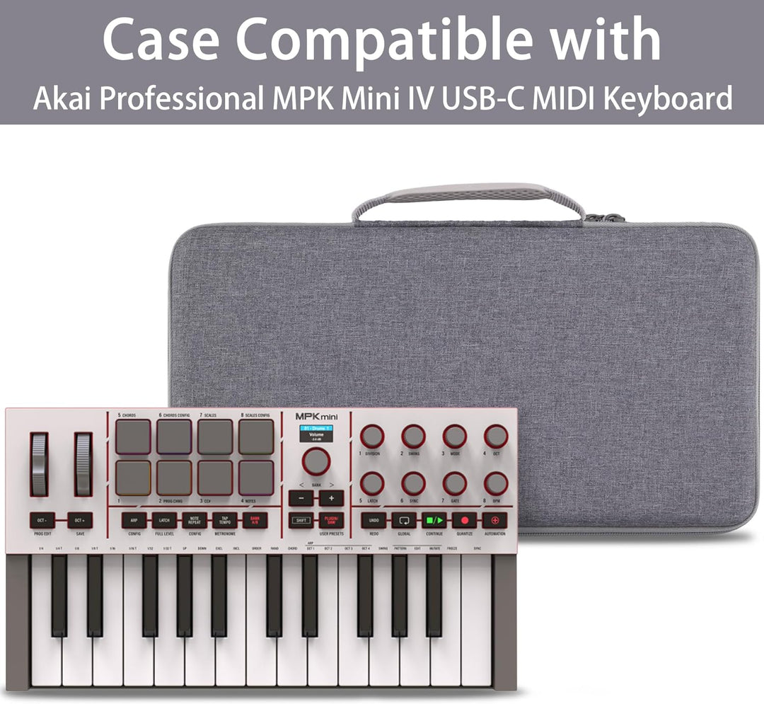 co2CREA Case Hart reiseschutzhülle Etui Tasche für Akai Professional MPK Mini IV USB-C MIDI Keyboard