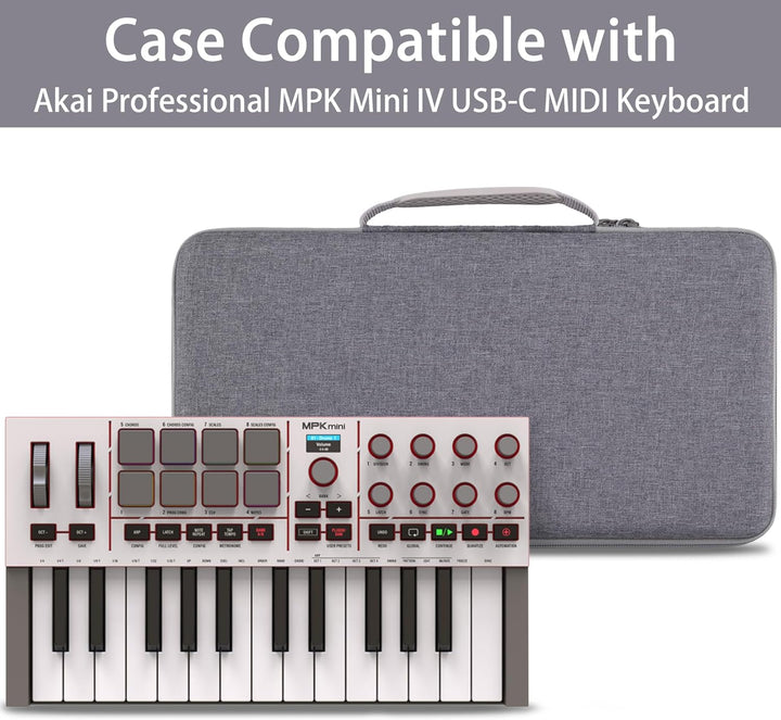 co2CREA Case Hart reiseschutzhülle Etui Tasche für Akai Professional MPK Mini IV USB-C MIDI Keyboard