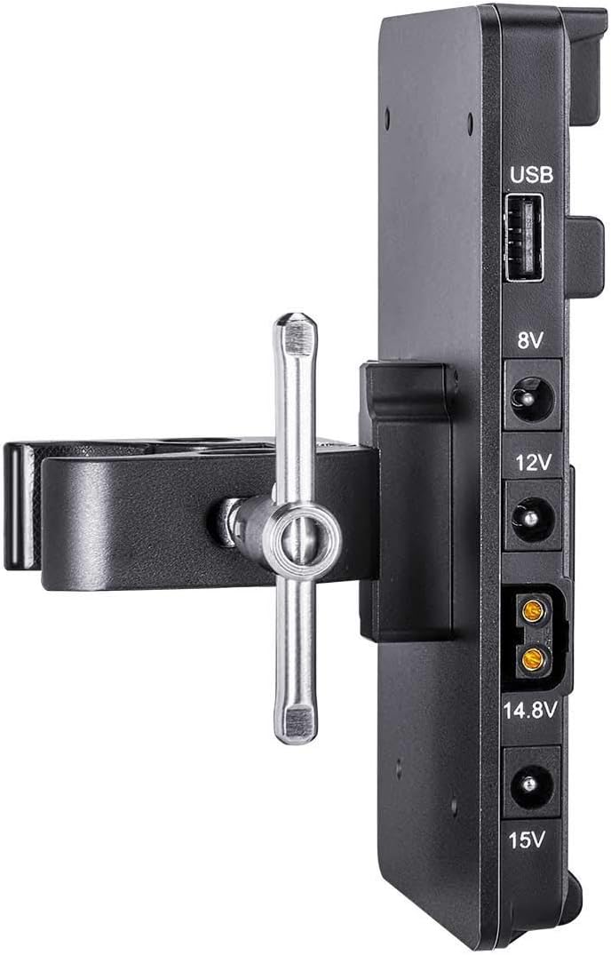 Fomito V-Lock V-Mount Batterieadapterplatte mit Superklemme für Beleuchtungsständer, Stativ, Stützst