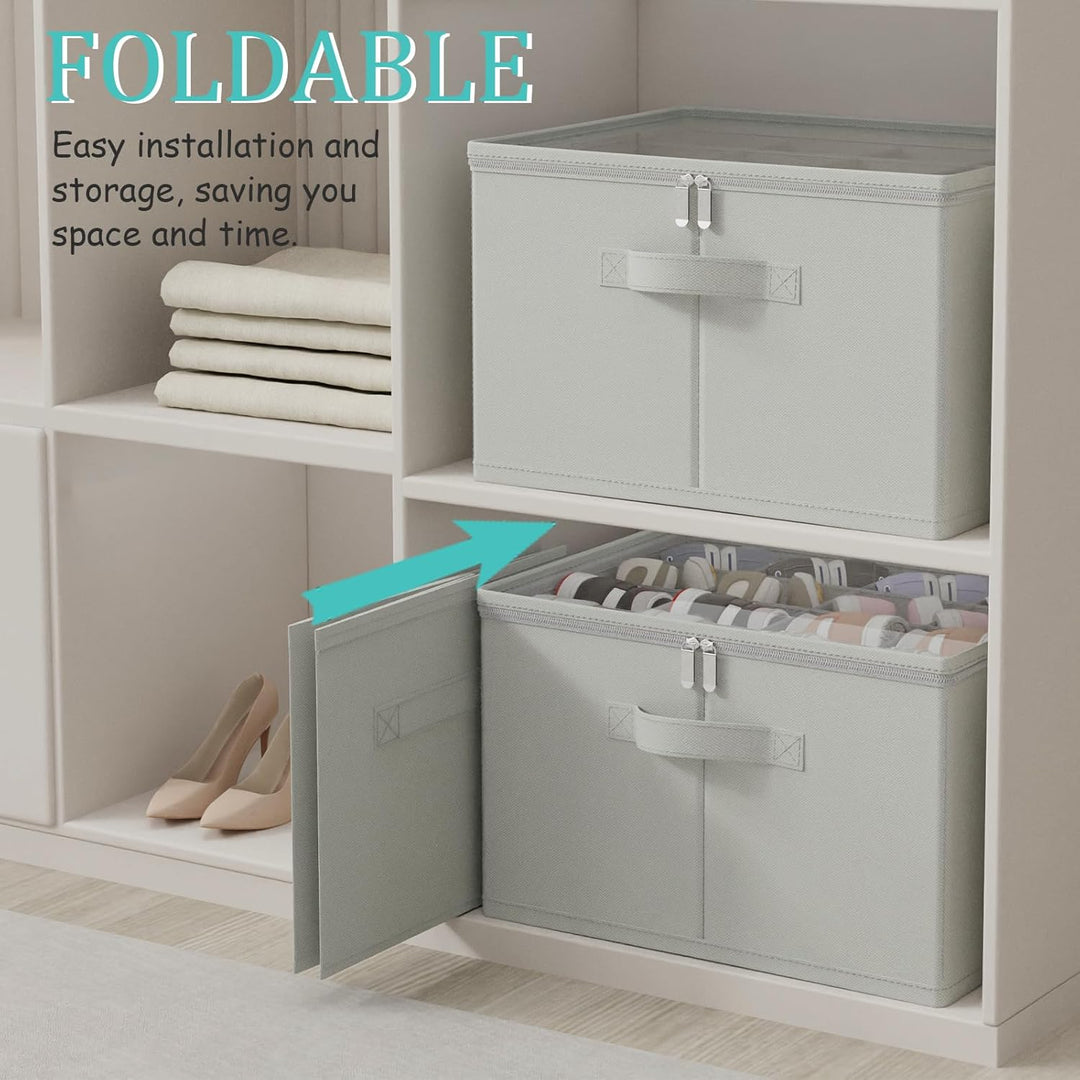Schuhorganizer für Closet, Passt 16 Paare, Schuhe Organizer mit Durchsichtigem Deckel, Starke Aufbew