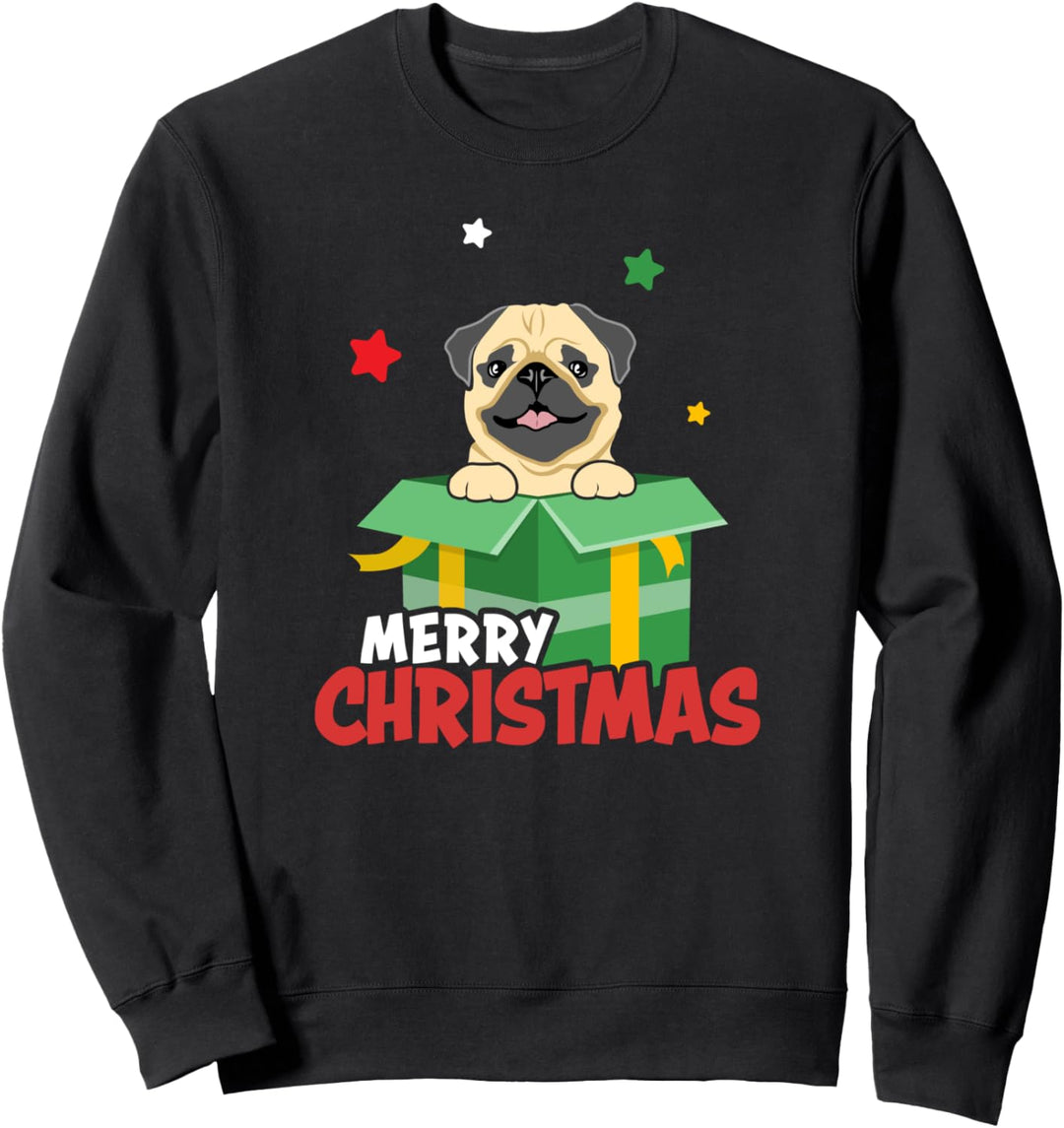 Santa Mops der Weihnachts-Mops wünscht Frohe Weihnachten Sweatshirt