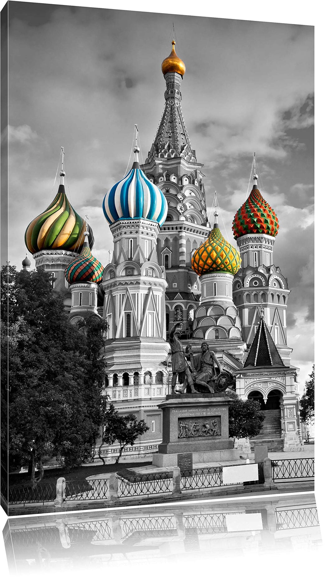 schöne Basilica in Moskau schwarz/weiss Format: 100x70 auf Leinwand, XXL riesige Bilder fertig gerah