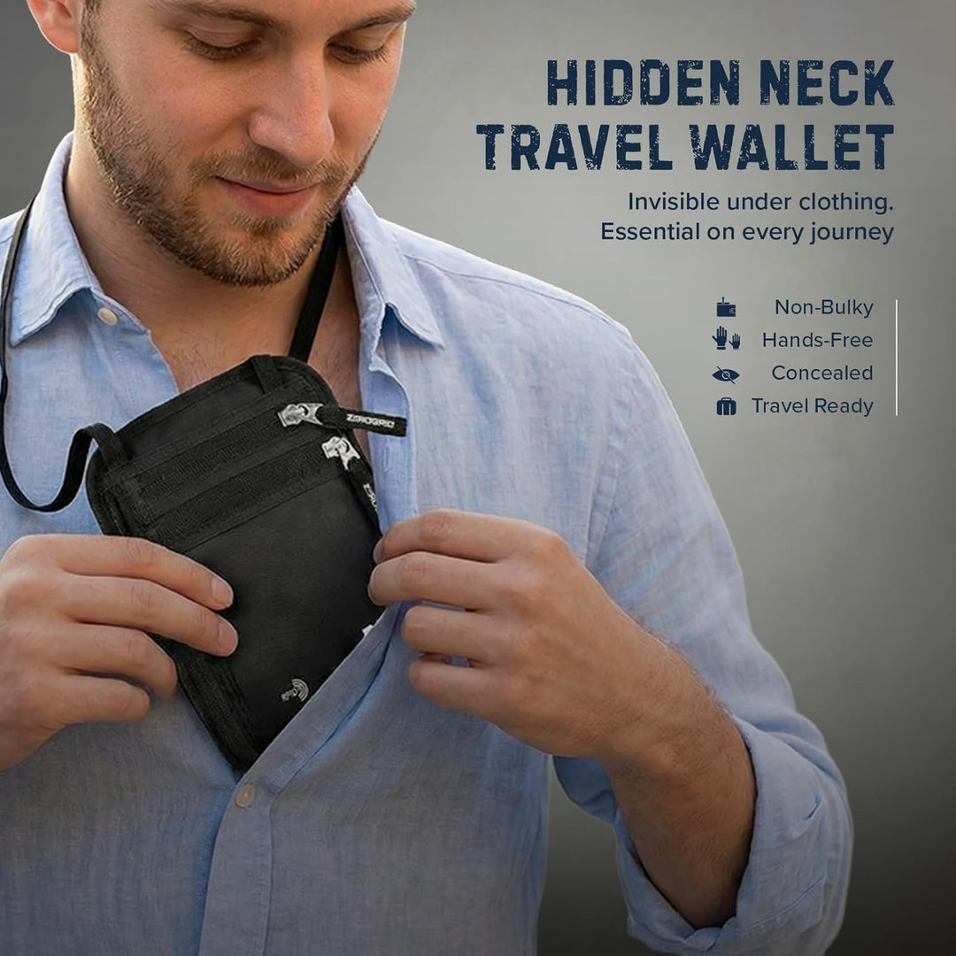 Brusttasche Brustbeutel mit RFID Blocker Reisegeldbeutel Reisedokumententasche EINWEG Einheitsgrösse