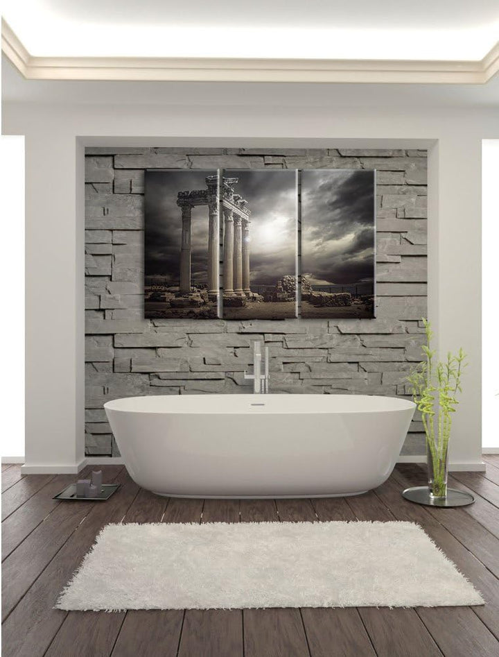 Pixxprint Apollon Tempel Ruine in Side als Leinwandbild/Grösse: 3 Teilig (120x80) cm/Wandbild/Kunstd