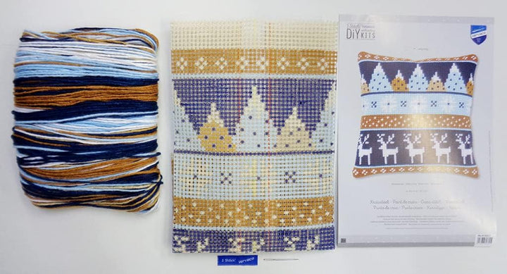 Vervaco PN-0170317 Kreuzstichkissen Set vorgezeichnet, Baumwolle, Wintermotive, 40x40cm