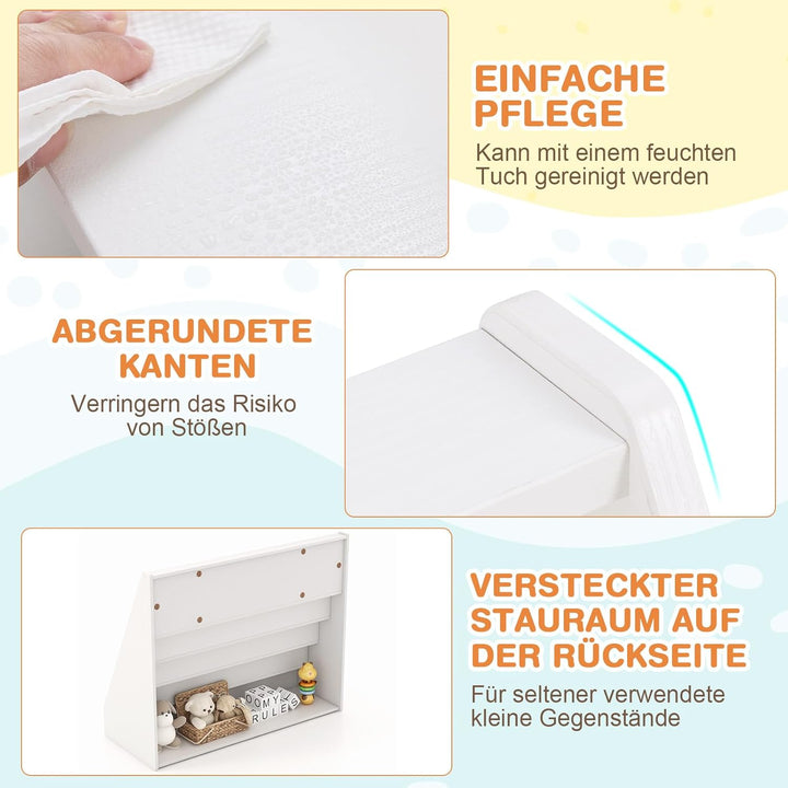 COSTWAY Kinderregal mit 5 Fächern, Bücherregal für Kinder, Zeitungsständer aus Holz, Aufbewahrungsre