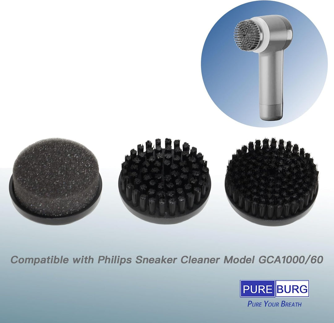 PUREBURG Ersatzbürsten Set Kompatibel mit Philips Sneaker Cleaner GCA1000/60 – 6-teilig (2× Hart, 2×