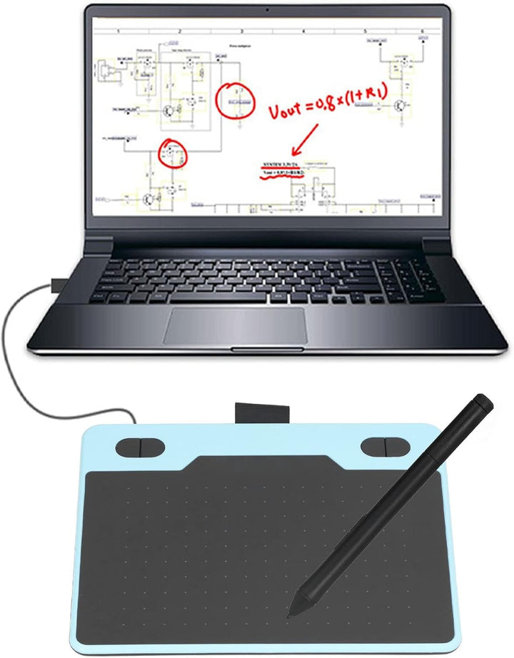 Grafik-Zeichentablett, Digitales Zeichenpad mit 8192 Druckempfindlichem Stift und 4 Anpassbaren Tast