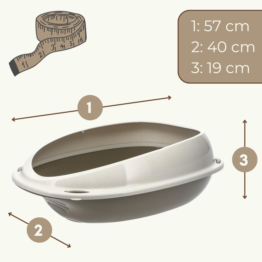 GarPet Katzenklo ohne Deckel 57x40x19 cm Katzentoilette mit Rand Katzen WC Schalentoilette grau oval