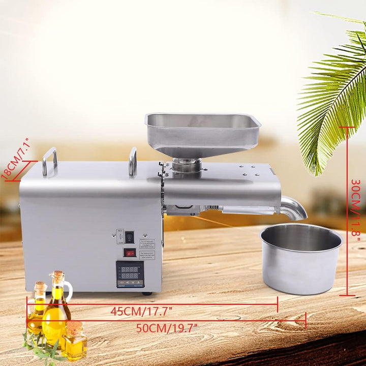 Edelstahl Ölpresse Kaltpresse für Zuhause | Automatisch, Hot & Cold Pressen | für Erdnüsse, Sojabohn