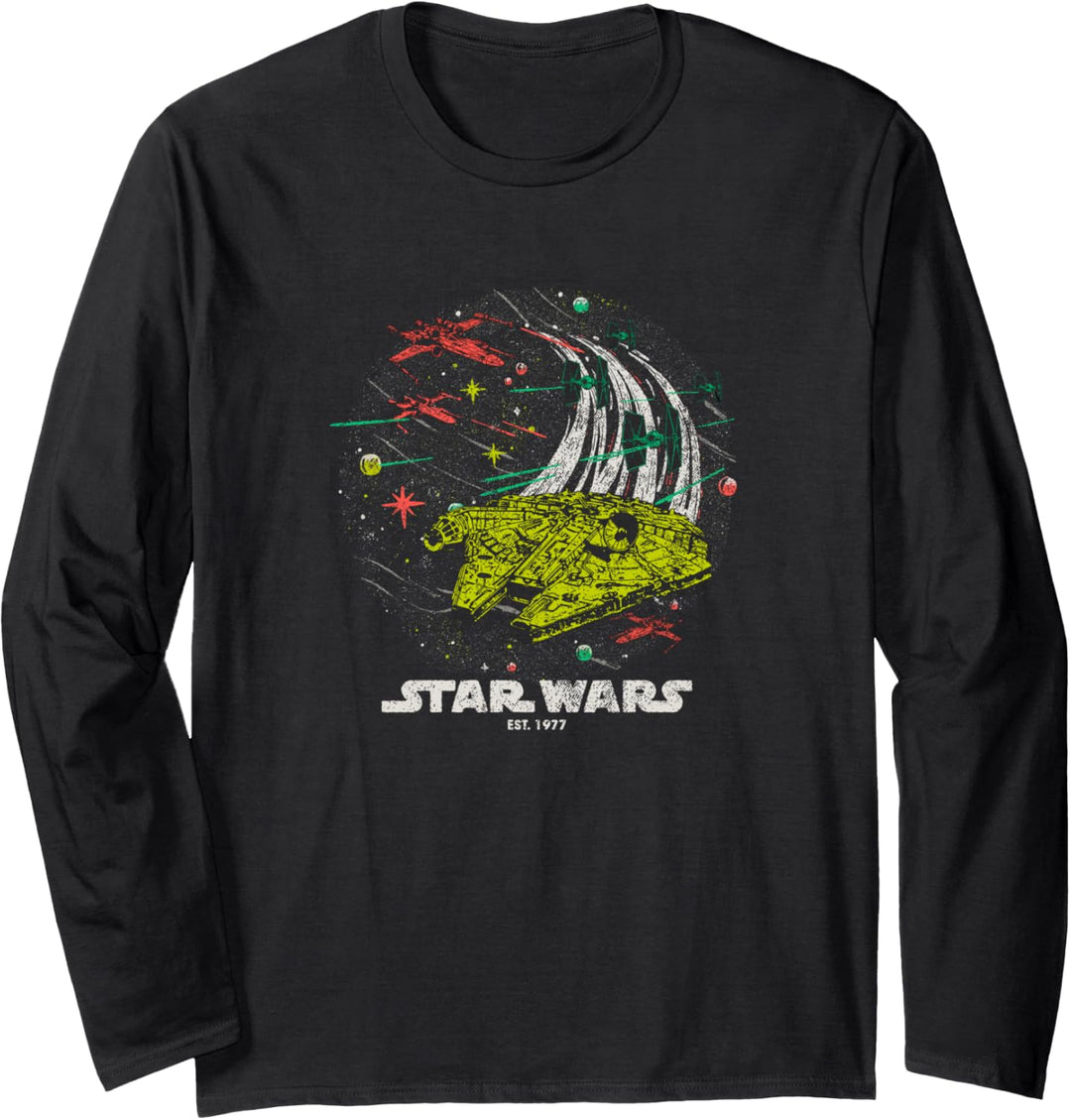 Star Wars Millennium Falcon Vintage Space Fight Langarmshirt