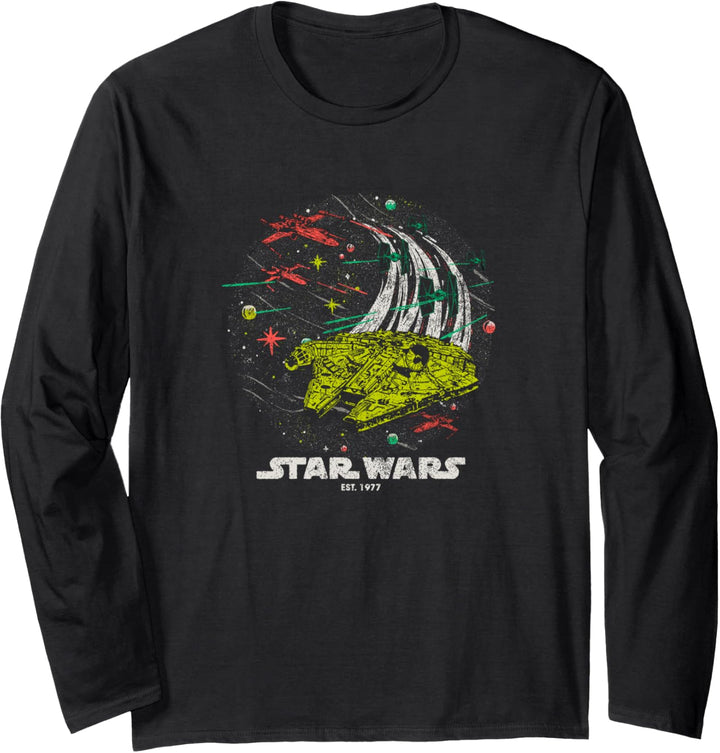 Star Wars Millennium Falcon Vintage Space Fight Langarmshirt
