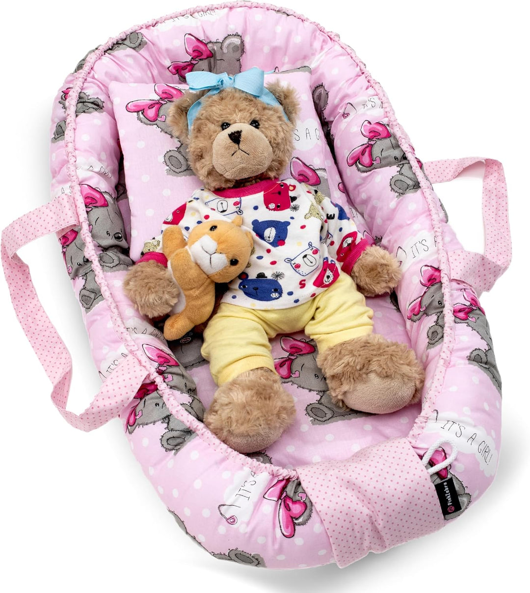 PinkZebra Tragetasche,2 in 1 Tragetasche, Tragenest Kokon aus Baumwolle, It's a Girl, It's A Girl