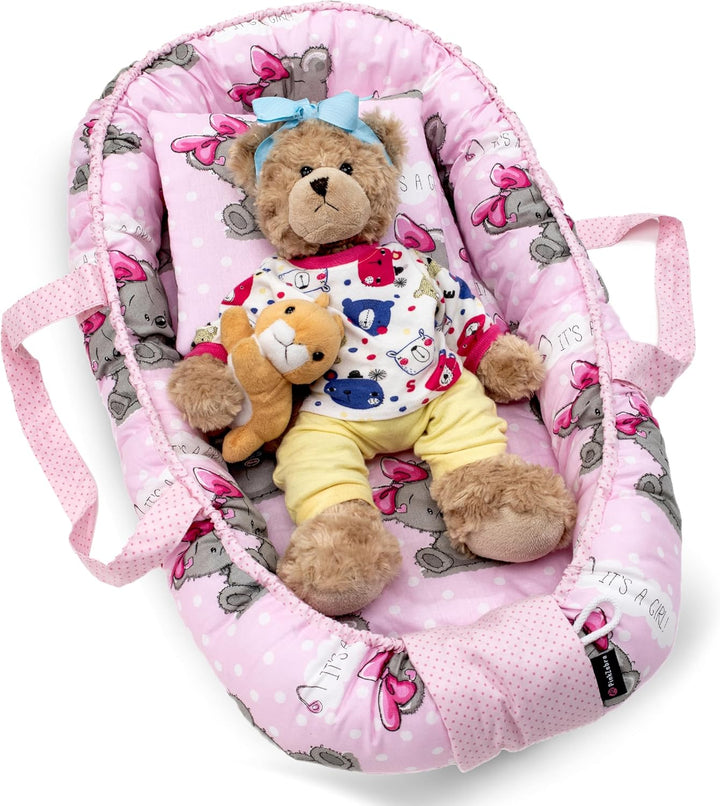 PinkZebra Tragetasche,2 in 1 Tragetasche, Tragenest Kokon aus Baumwolle, It's a Girl, It's A Girl