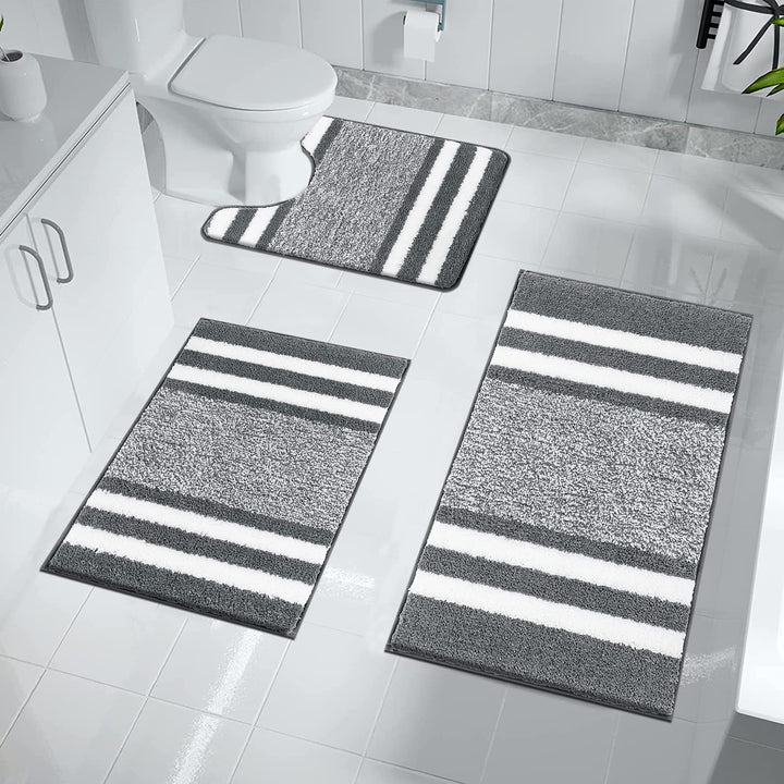 Pauwer Ultra Dicker Badteppich Set 3 Teilig Weich Hochflor Duschteppich Badematte Toilettenmatte Mas