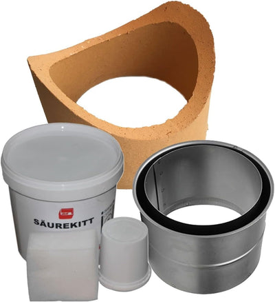 Wandfutter Schornsteinanschluss Kaminanschluss Schamotterohr Set (Stutzen