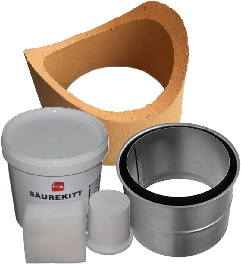 Wandfutter Schornsteinanschluss Kaminanschluss Schamotterohr Set (Stutzen