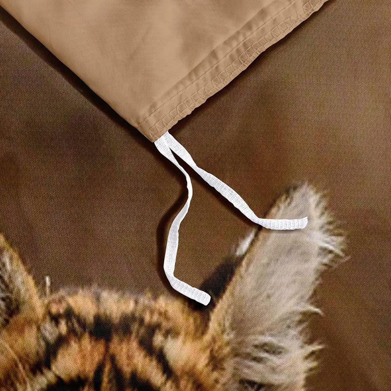 Gnomvaie Bettwäsche Tier 3D Tiger Thema 135x200 Braun Bettbezug Weich Mikrofaser mit Reissverschluss