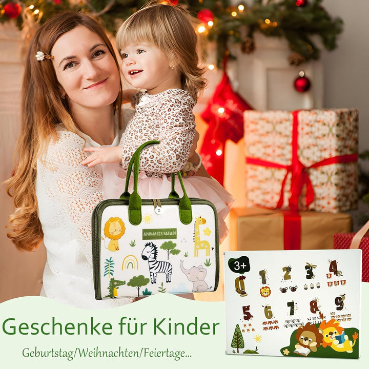 Almaxi Busy Board Deutsch Montessori Spielzeug ab 3 Jahre, 8 in 1 Montessori Spielzeug Activity Boar