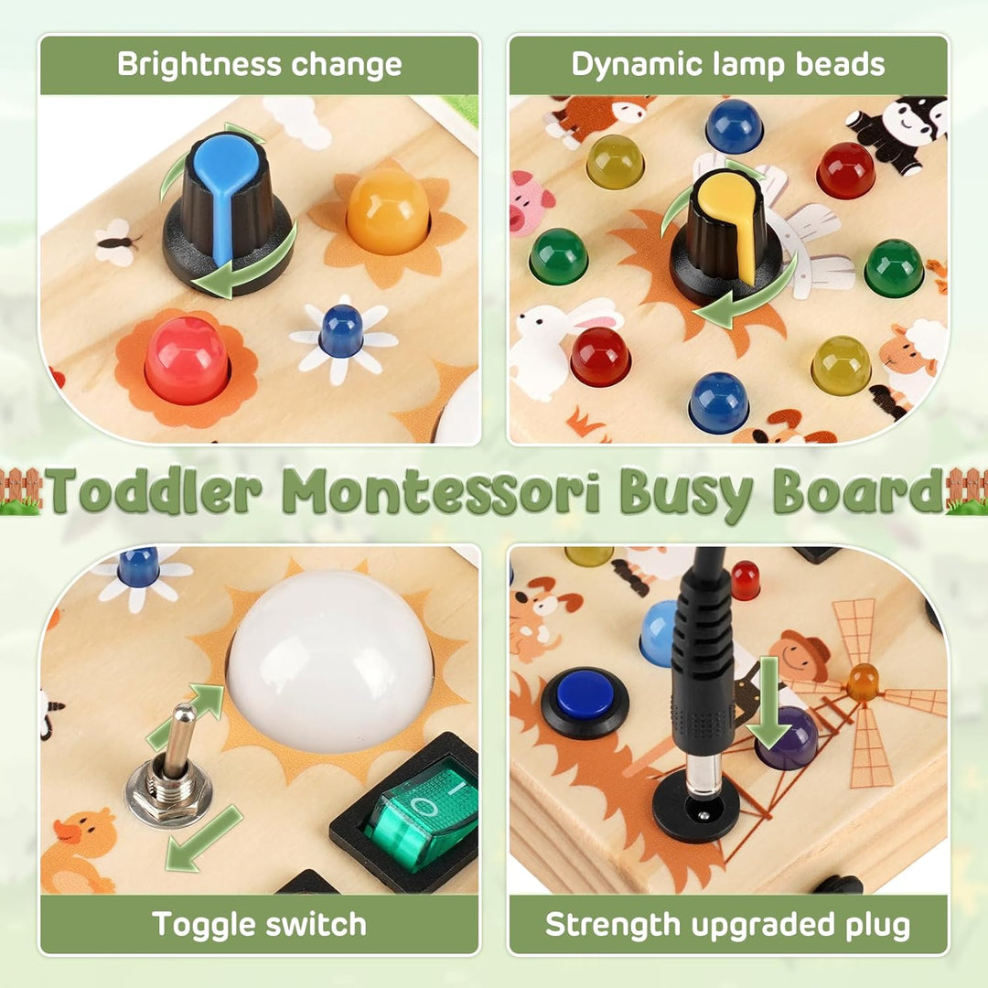 Joyreal Busy Board ab 1 Jahr, Montessori Spielzeug Baby Activity Board Holzspielzeug Lernspielzeug S