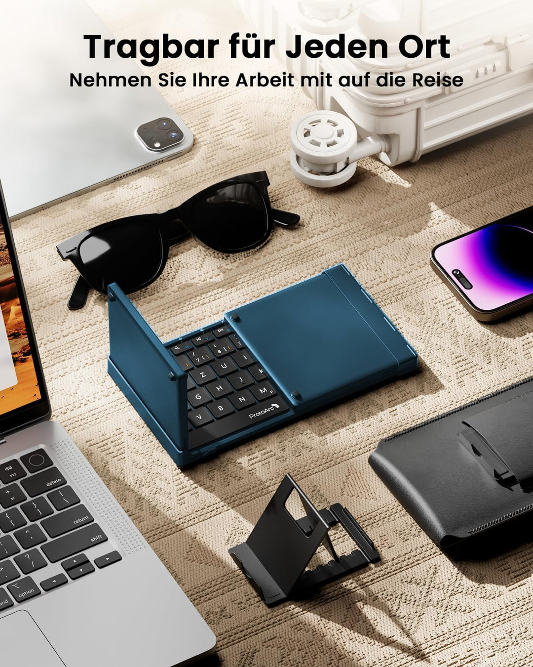 ProtoArc XK01 TP Bluetooth Tastatur Faltbare mit Touchpad - QWERTZ Deutsch mit Trackpad, iPad Tastat