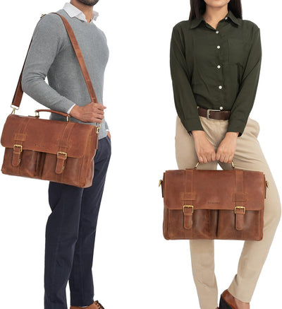 STILORD 'Zeus' Grosse Leder Aktentasche Vintage Lehrertasche Businesstasche 15,6 Zoll Laptoptasche X