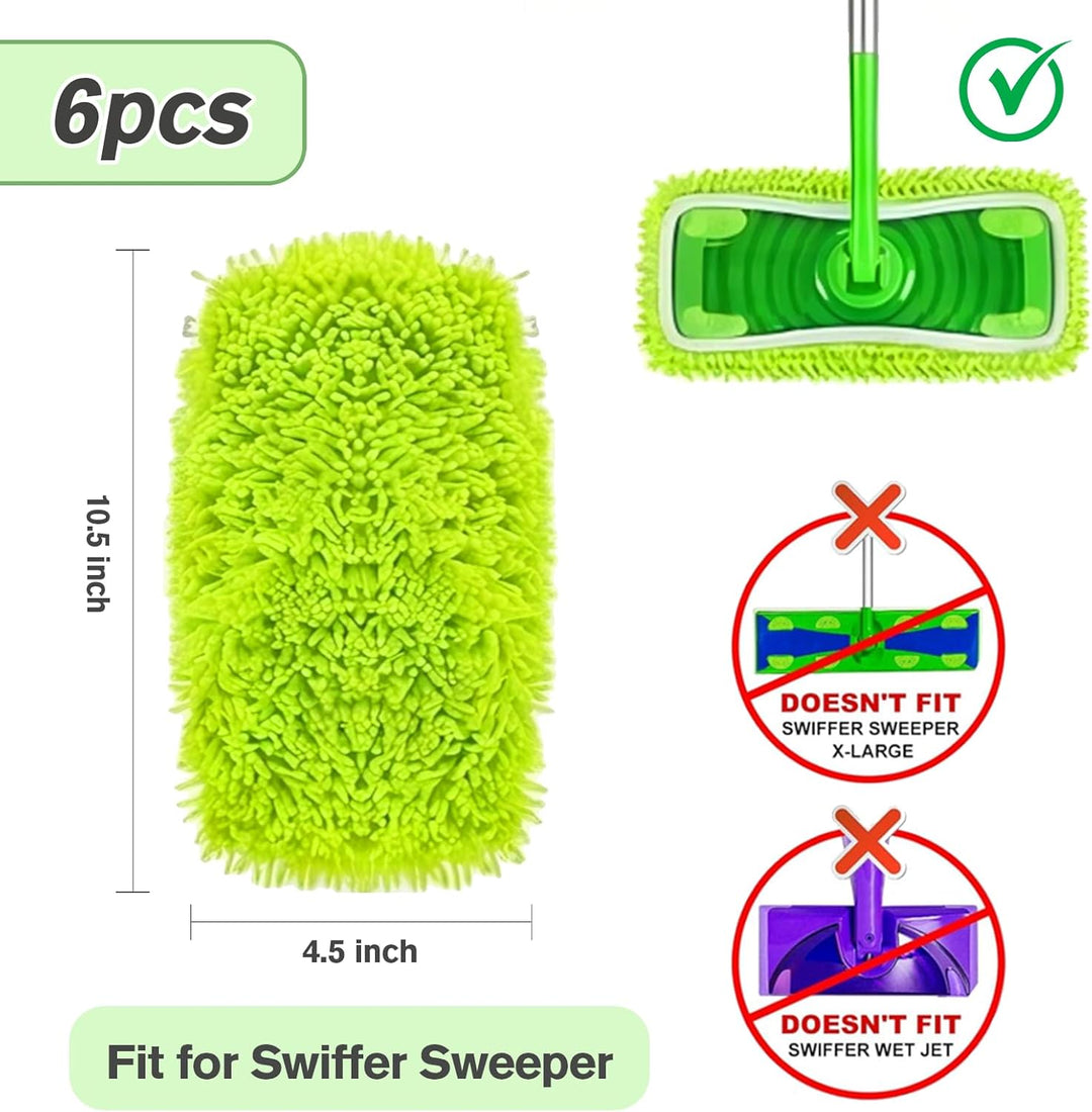 6 Stück für Swiffer Bodentücher Tücher Mikrofaser Set 25,4x11,5cm Wiederverwendbar für Swiffer Sweep