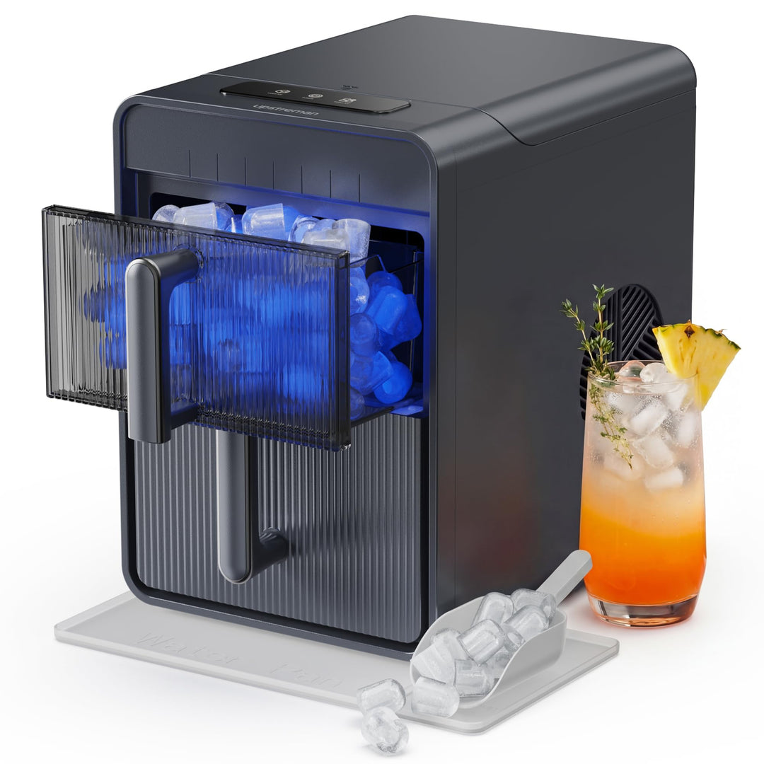 Upstreman Eiswürfelmaschine mit LED, 9 Eiswürfel in 6-8 Min, Eiswürfelmaschine Klein 2 Eisgrössen, D