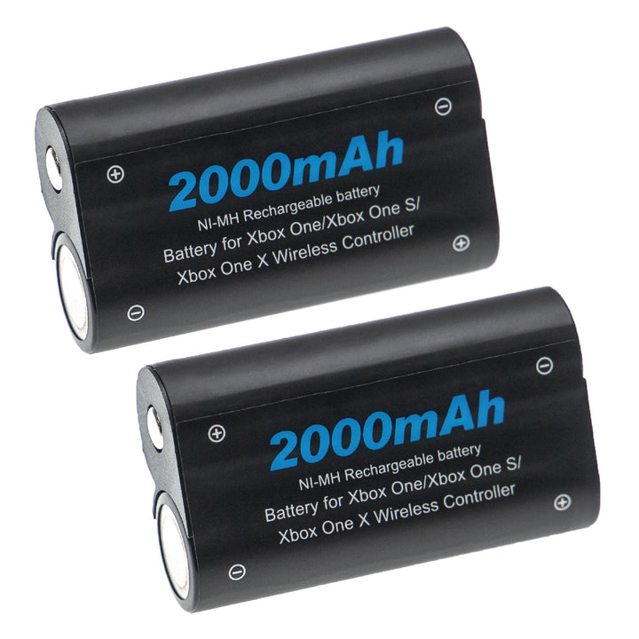 vhbw 2X Akku kompatibel mit Microsoft Xbox One, One Elite, One X, One S Controller (2000 mAh, 2,4 V,