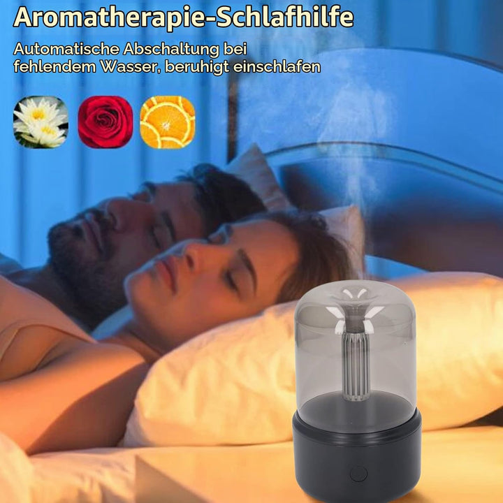 Tragbarer Luftbefeuchter, 120 ml, Aroma-Luftbefeuchter mit Kerzen, Diffusor ätherische Öle, USB, tra
