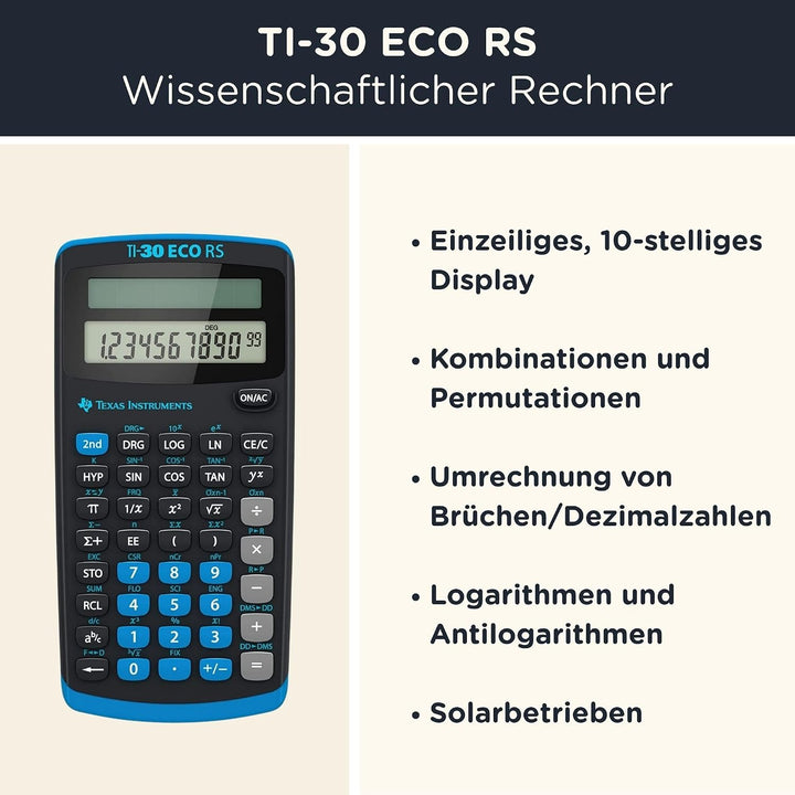 CALCUSO Sparpaket: TI 30 ECO RS wissenschaftlicher Rechner + WYNGS Schutztasche blau + Erweiterte Ga