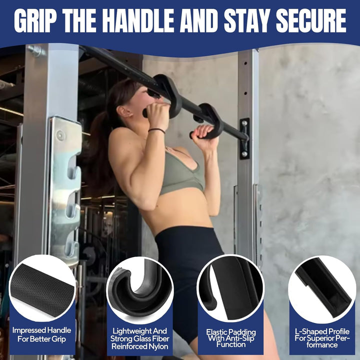 2 Stück Double D Fitness Griffe, 90°-Haken Klimmzug Griffe, Neutral Grip Griffbefestigung, Pull Up G