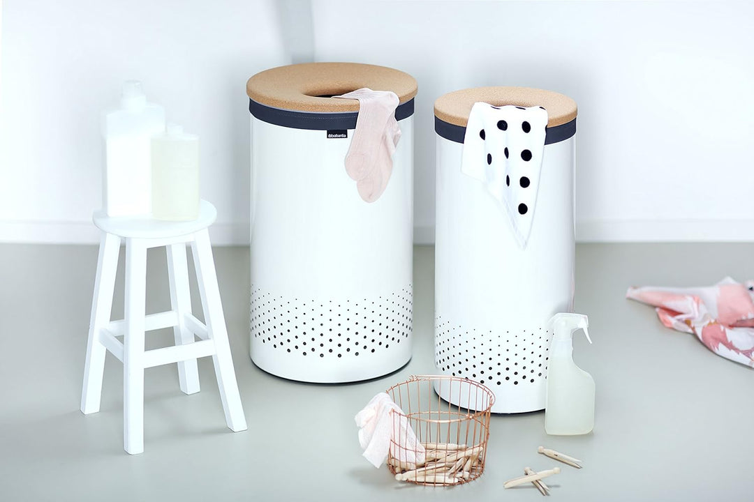 Brabantia - Wäschekorb - Quick-Drop-Öffnung - Perfekt sitzenden Baumwollwäschesack - Korrosionsfrei