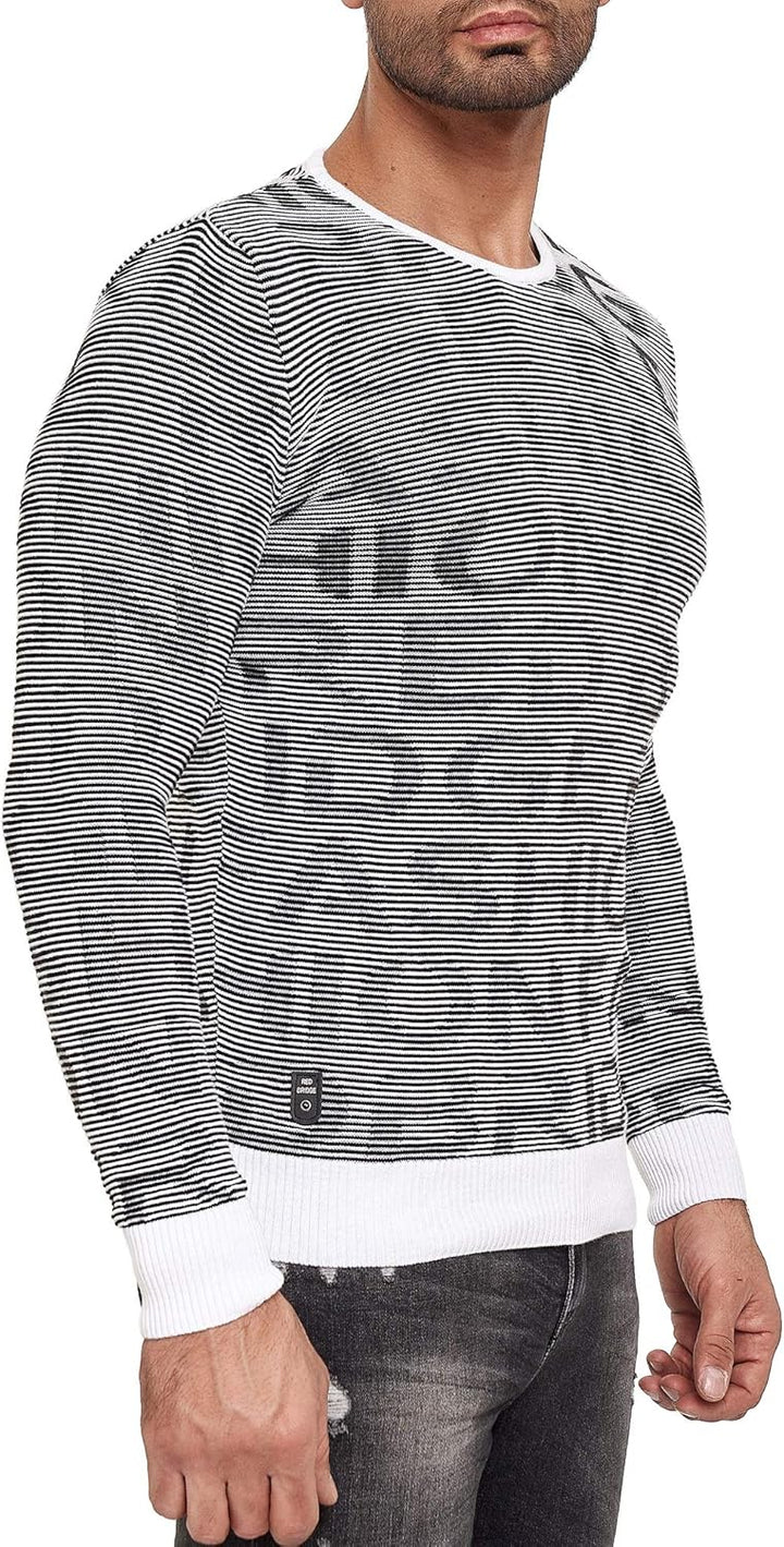 Redbridge Herren Pullover Strickpullover 3D Structure Kontrast XL Weiss, XL Weiß