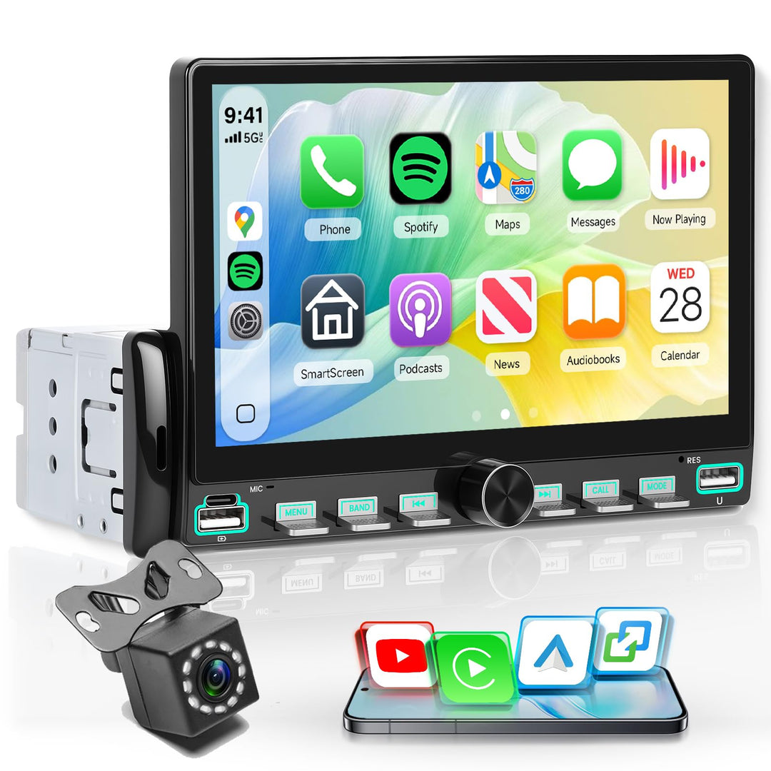 Rimoody Autoradio 1 Din mit Wireless Carplay Android Auto You-Tube IOS/Android Mirror Link Bluetooth