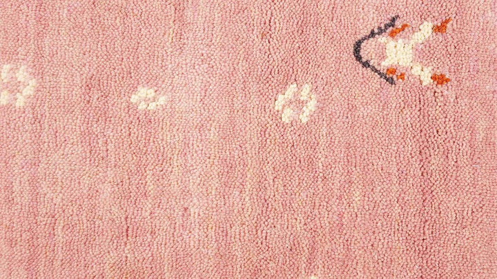 RUG PRINCE Wollteppich Gabbeh Muti 40x60 Handgewebt Rosa Einfarbig Handarbeit Zimmer 40x60 cm Rosa,