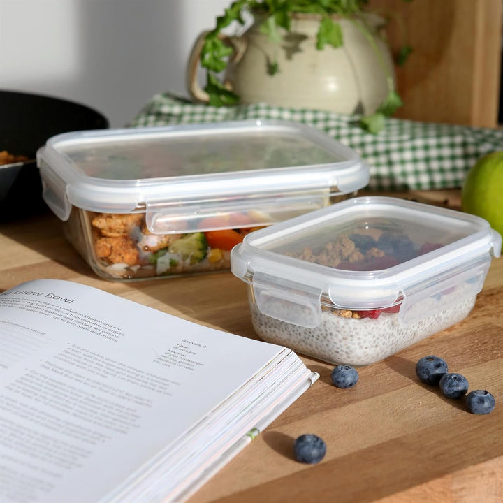 Harbour Housewares Vorratsbehälter aus Glas für Lebensmittel Set mit Deckels - 2 Grössen - Klar/Weis